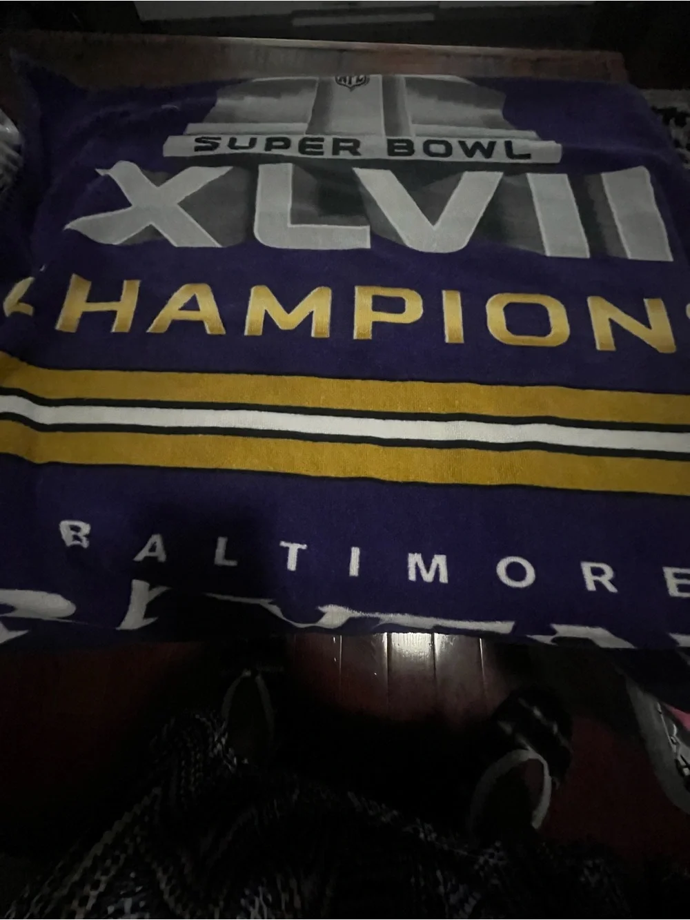 Super Bowl XLVII Champions Baltimore Purple & Gold Bath Towel